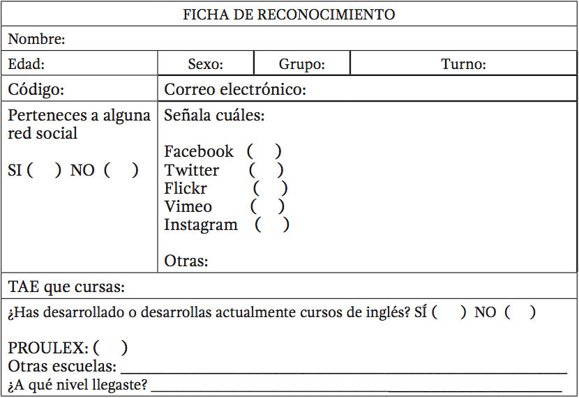 Ficha de reconocimiento